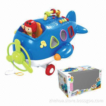 Toy musical instrument pull line music plane with blocks
